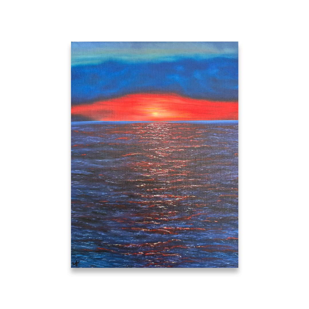 Quadro paesaggio tramonto “Red Dawn at Sea”